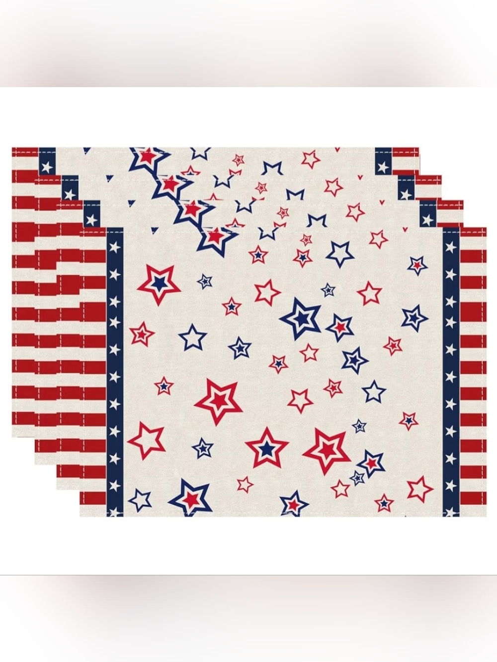 Set Of 4 Stars And Stripes Patriotic Cloth Placemats 12x18inch